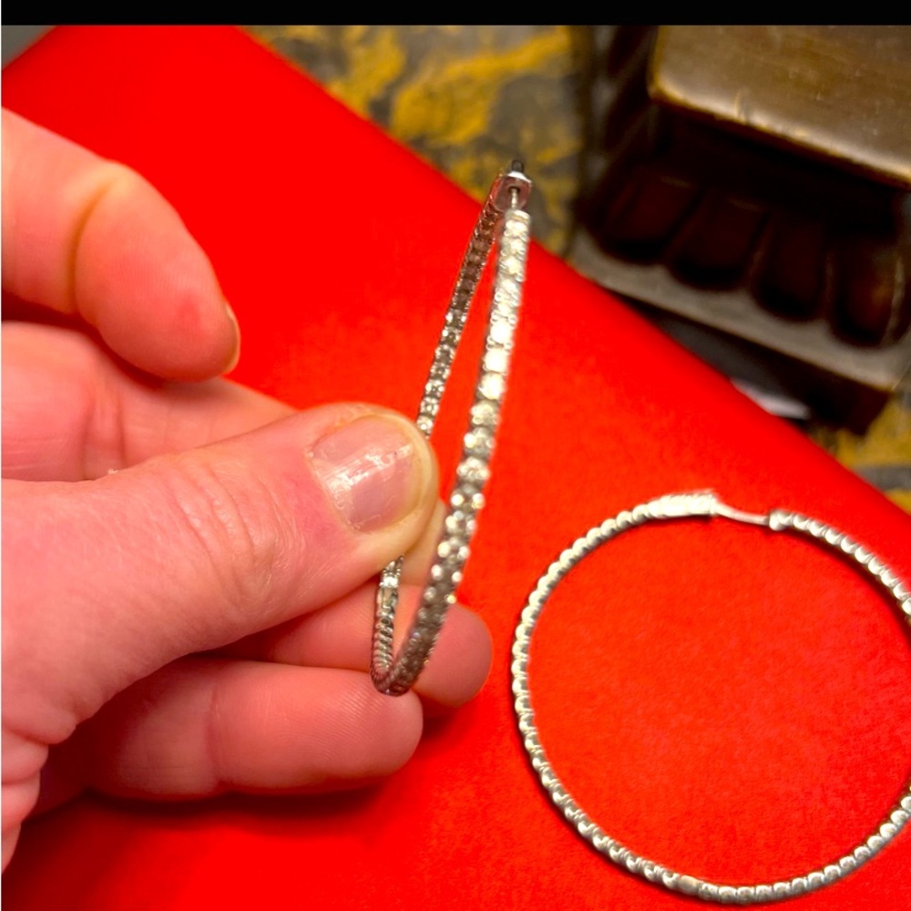Originally paid over $10,000 for these diamond in/out hoops with white gold.